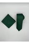 Emerald Green Eyelet Hand Sewn Woven Tie & Handkerchief - 4