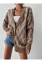 Four-Button Diamond Patterned Cardigan CAMEL - 4