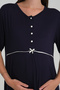 Women's Navy Blue Special Design 100% Cotton Summer Maternity Pajamas Nightgown Set - 3