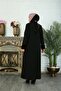 Women's Fur Coat Black Cashmere Coat - 7