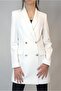 Women's Ecru Gold Buttoned Lined Blazer Jacket Yy101029 - 3
