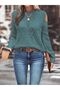 Women's Crew Neck Mesh Detailed Hair Braid Execution Patterned Shoulder Detailed Mint Knitwear Sweater