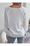 Women's Boat Neck Hair Knit Patterned Button Detailed White Knitwear Sweater - 6