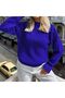 Selanik Knitted Sleeve Motif Crew Neck Knitwear Sweater COBALT BLUE - 2
