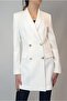 Women's Ecru Gold Buttoned Lined Blazer Jacket Yy101029 - 4