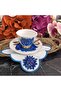 Fleur De Pierre (Stone Flower) Saks Blue Coffee Side Cocktail Napkin with Stain-Resistant Fabric Feature - 6