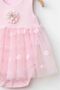 Rose Embroidered Tulle Snap-On Bodysuit Dress (100% Cotton) - 3
