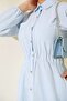 Full-Length Metal Buttoned Striped Modest Dress - 4