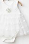 Rose Embroidered Tulle Snap-On Bodysuit Dress (100% Cotton) - 4