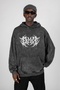 Washed Black Dusk Printed Oversize Unisex Hoodie - 3