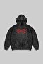 Washed Black Red Dusk Printed Oversize Unisex Hoodie - 4