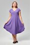 Plus Size V-Neck Short Sleeve Woven Viscon Comfort Dress Plain Purple - 5