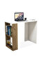 Compact Study and Work Desk with Storage Shelves - Sleek and Functional Design White And Brown - 2