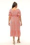Plus Size Floral Patterned Dress with Elastic Collar & Waist, Curve 4 Season Comfort Model, Balloon Sleeves - 4