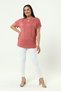 Plus Size Comfort Model Stylish Collar Detailed Tights Over Cotton Short Sleeve Luxury Evening Dress Tunic T-shirt - 6