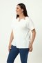 Plus Size Comfort Model Stylish Collar Detailed Tights Over Cotton Short Sleeve Luxury Evening Dress Tunic T-shirt - 8