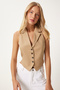 Women's Biscuit Shawl Collar Woven Vest Lv00002 - 2