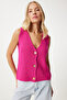 Women's Pink V-Neck Knit Vest YY00221
