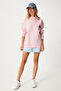 Women's Pink Embroidered Emblem Oversize Sweatshirt Nj00160 - 4