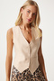 Women's Cream V-Neck Stylish Ayrobin Vest To00067 - 2
