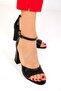 Classic Black Snake Women's Heeled Shoes - 19472 - 5