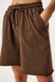 Women's Brown Washed Knitted Tracksuit Shorts Hw00012 - 4