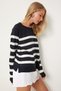 Women's Navy Blue Striped Comfortable Knitwear Blouse Fn03306 - 3