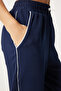 Women's Navy Blue Stripe Detailed Knitted Sweatpants An00208 - 5