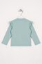 Crew Neck Long Sleeve Shoulder Frilly Capped Cagla Green Color Girl's Bodysuit - 2