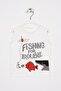 Fishing for Trouble Text Printed Ecru Color Boys' T-Shirt