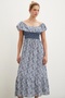 Blue Maxi Dress - Waist Elastic - 4