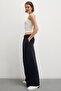 Wide Leg Palazzo Trousers Navy Blue - 4