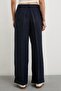 Wide Leg Palazzo Trousers Navy Blue - 2