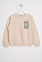 Stone Color Boys' Sweatshirt with Front and Back Digital Print Detail