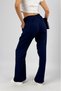 Women's Cotton Linen Pocketed Loose Fit Oversize Palazzo Trousers Navy Blue - 8