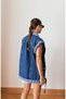 Women's Blue Premium Denim Vest with Zipper and Lace Detail - 3