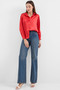 3964 Lightly Flowing Satin Shirt - Claret Red - 2