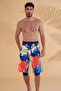 Navy Blue Patterned Men's Shorts S2350 - 2