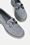 WOMEN'S GREY SUEDE GENUINE NATURAL LEATHER SIZE 36-41 BUCKLED LOAFERS