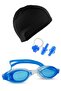 Premium Swimmer Set Special Boxed Antifog Swimming Goggles Bonnet Earplugs and Nose Clip Set