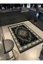 Beige Border Detailed Black Blue Antique Design Series Patterned Decorative Carpet Antique129
