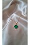 Woman's Green Lined Gold Clover Necklace - 2
