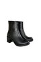 Women's Heeled Leather Boots - Black - 3