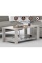 Modern Coffee Table w/ USB Port & 2-Tier Storage - Light Grey - 3