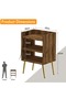 Modern Night Stand with USB Ports & 3 Open Shelves - Dark Hunton Oak, Easy Assembly - 5