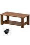 2-Tier Coffee Table with USB Port - Modern Design, Natural Dijon Walnut