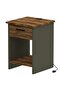 Modern Night Stand with USB Charging, Open Shelves, Drawer - Dark Oak & Grey