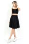 Women's Black Corded Fabric Flared Skirt, High Waist, Stylish Everyday Skirt - 4