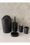 5-Piece Black Silver Mat Bathroom Set - Wc Brush Holder, Liquid - Solid Soap Dispenser, Trash Can, Toothbrush Holder - 2