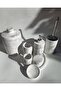 Marble Look Bathroom Set Trash Can, Toilet Brush, Tray, Soap Dish, Cotton Holder, Faucet Holder - 5